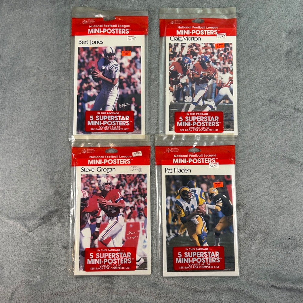 Vintage 1978 NFL Superstar Mini-Posters Lot of 4 Sealed Packs 20 Posters Total